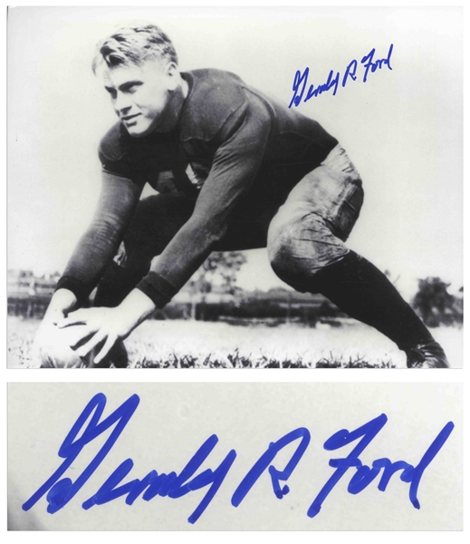 Gerald Ford Signed Photo From His Football Days at the University of Michigan